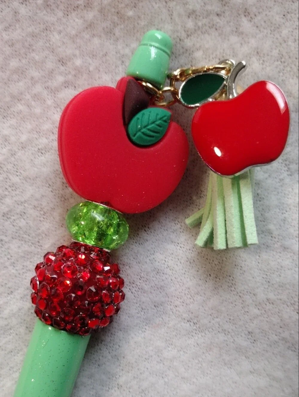 Stylish Mint and Red Apple Charm Ballpoint Pen